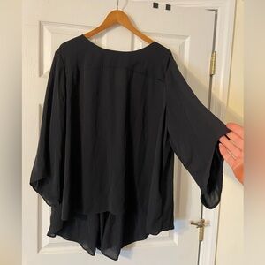Lisa Rinna Collection 3/4 Sleeve Black Blouse 2X NEW